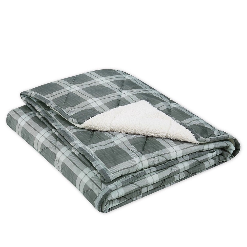 Gray Plaid Stadium Throw Blanket
